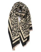 Load image into Gallery viewer, Double Border Leopard Cashmere Scarf
