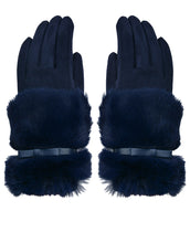 Load image into Gallery viewer, Faux Fur Bow Cuff Suede Gloves
