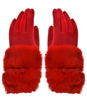 Load image into Gallery viewer, Faux Fur Bow Cuff Suede Gloves

