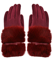 Load image into Gallery viewer, Faux Fur Bow Cuff Suede Gloves
