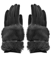 Load image into Gallery viewer, Faux Fur Bow Cuff Suede Gloves
