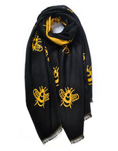 Load image into Gallery viewer, Reversible Bee Cashmere Scarf
