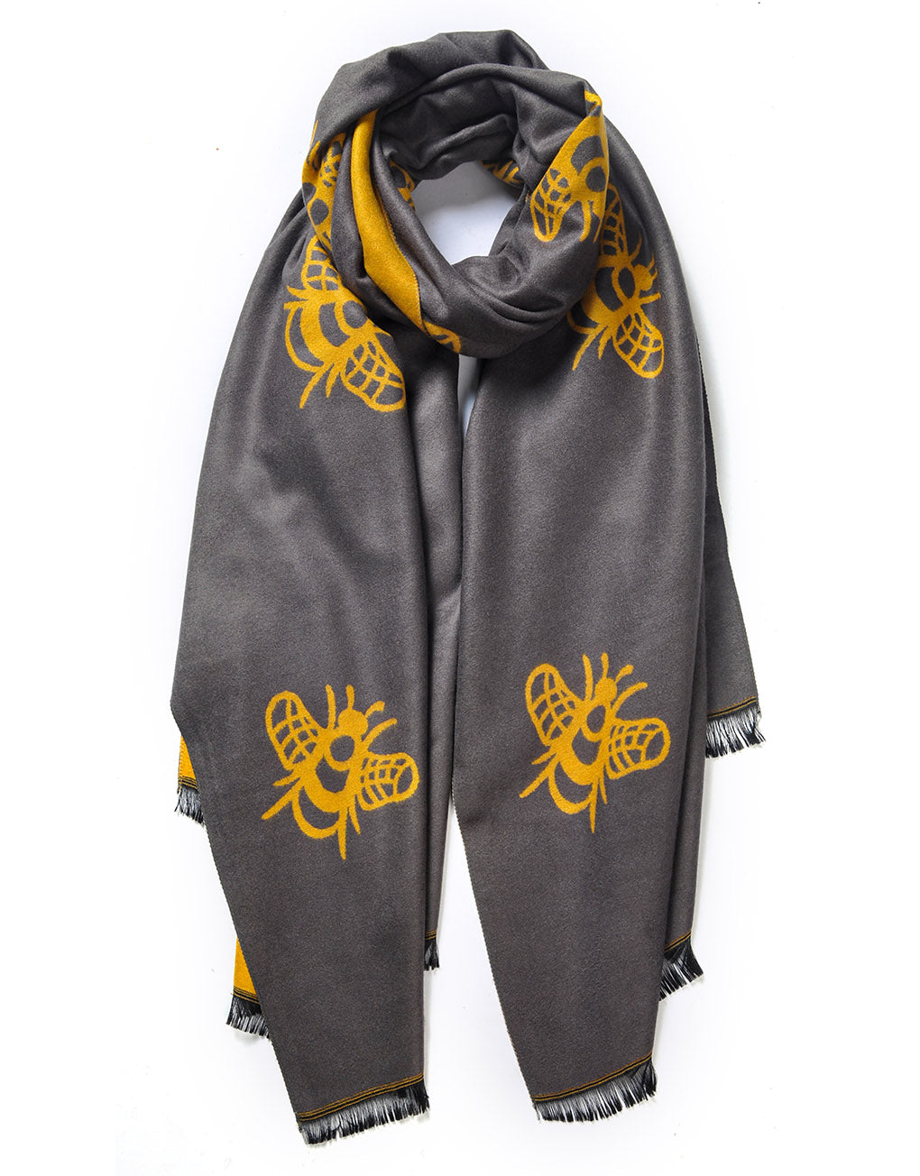 Reversible Bee Cashmere Scarf