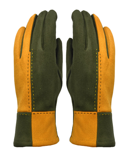 Patch Suede Gloves