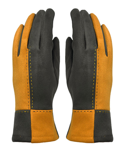 Patch Suede Gloves