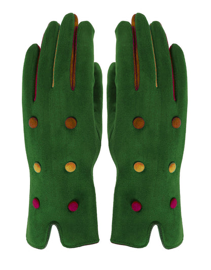 Button Detail Suede Gloves