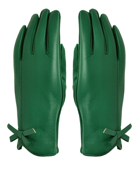 Bow Faux Leather Gloves