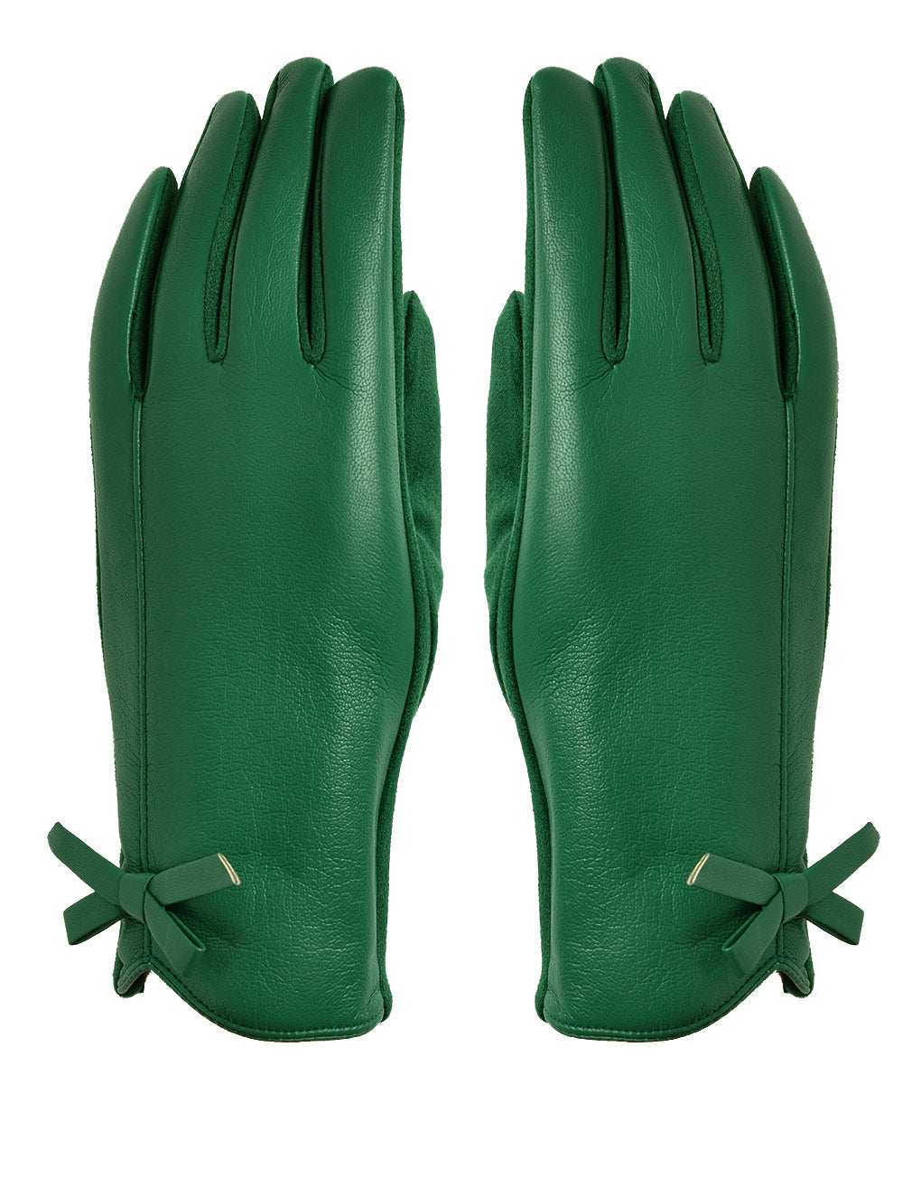 Bow Faux Leather Gloves