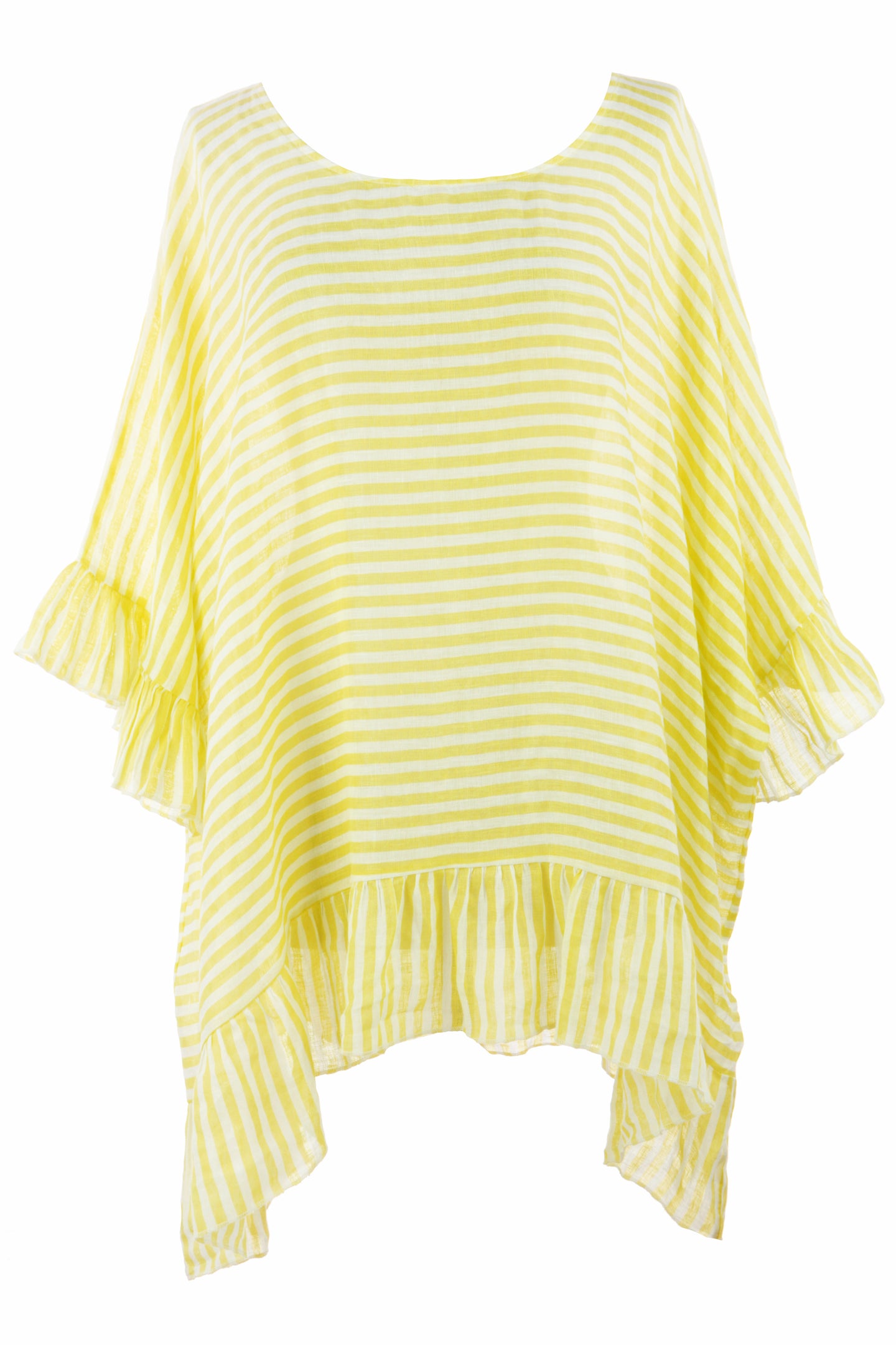 Stripes Frill Hem Linen Top