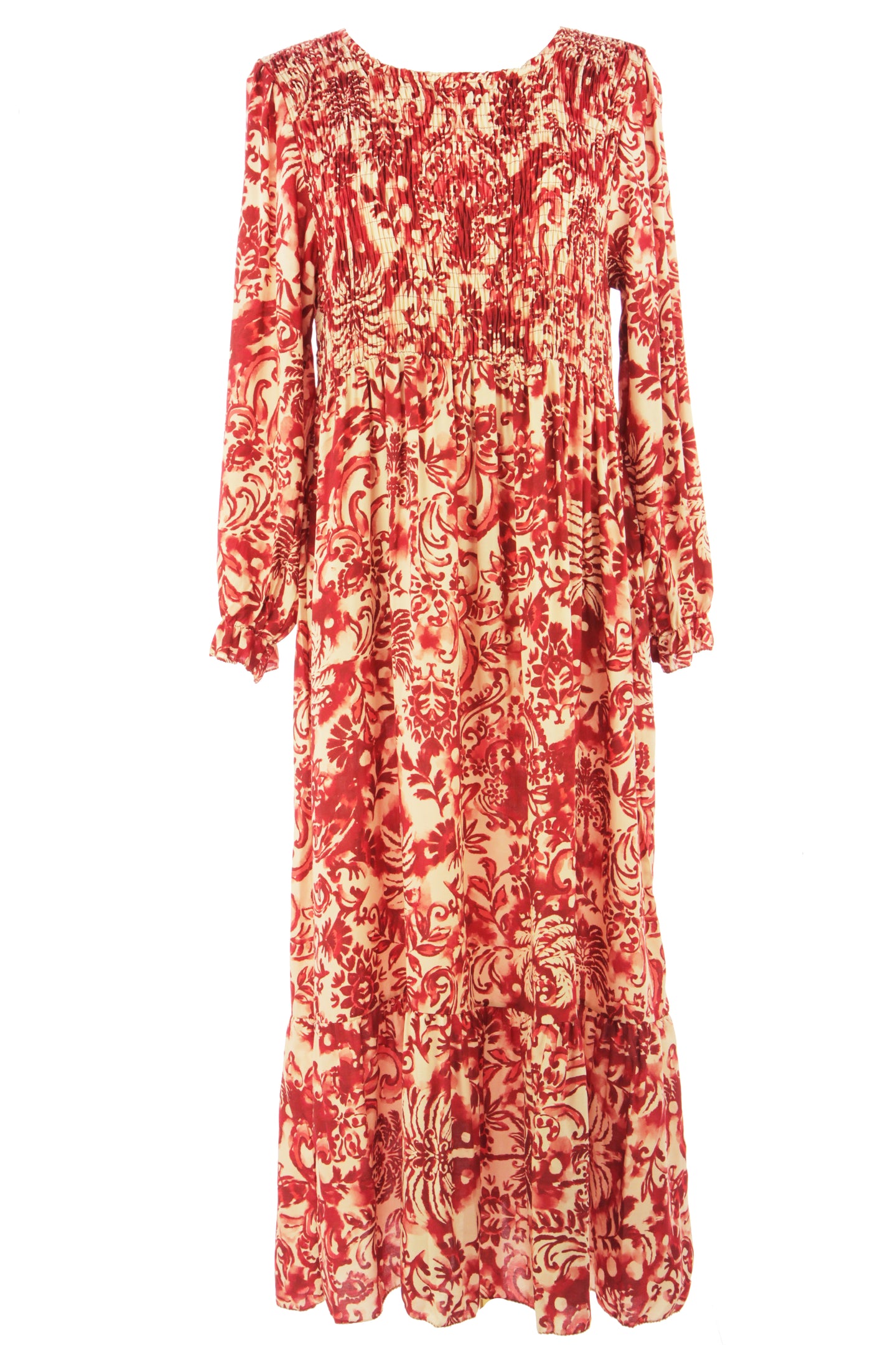 Paisley Print Shirred Midi