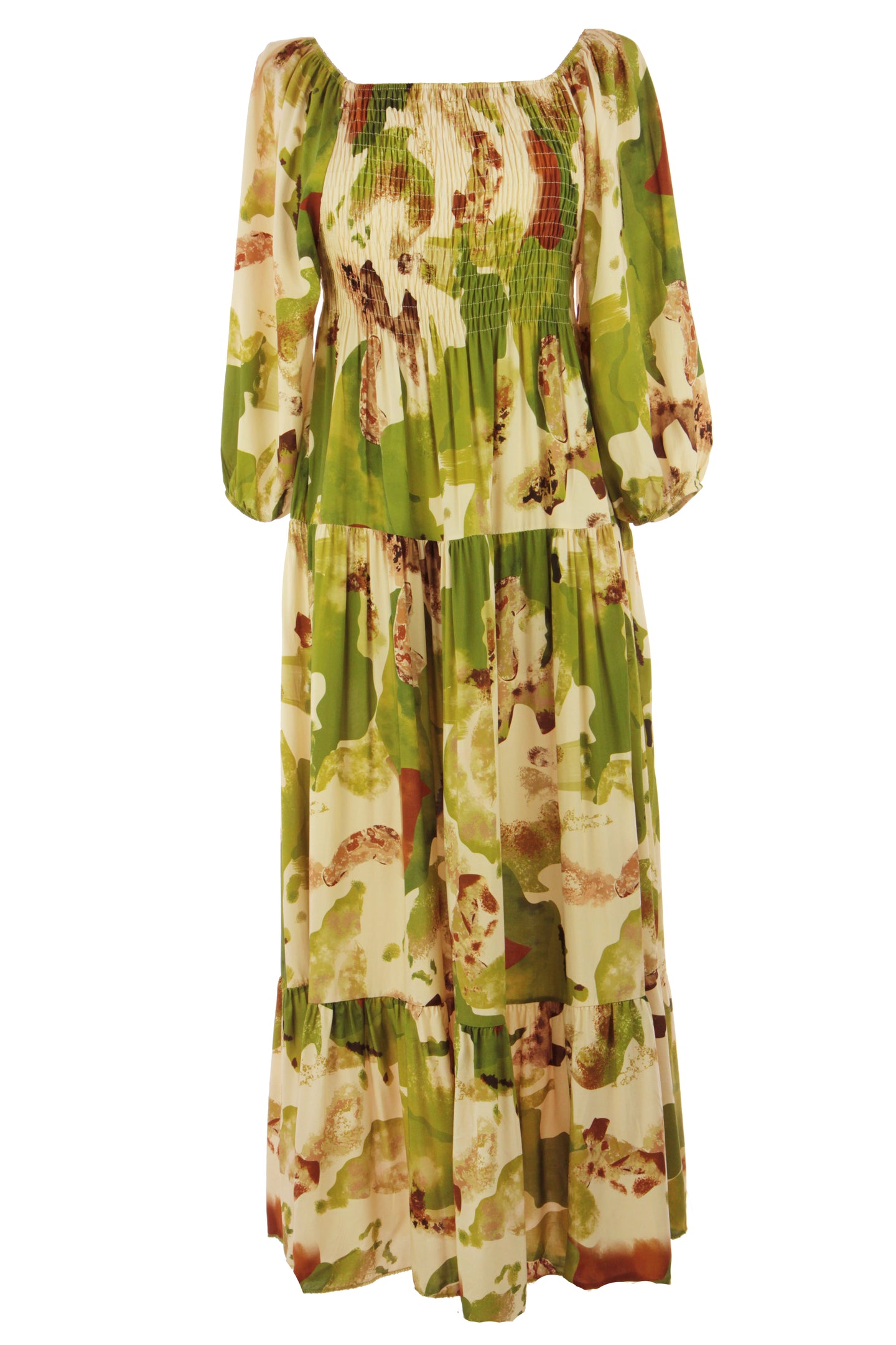Splash Print Shirred Dress