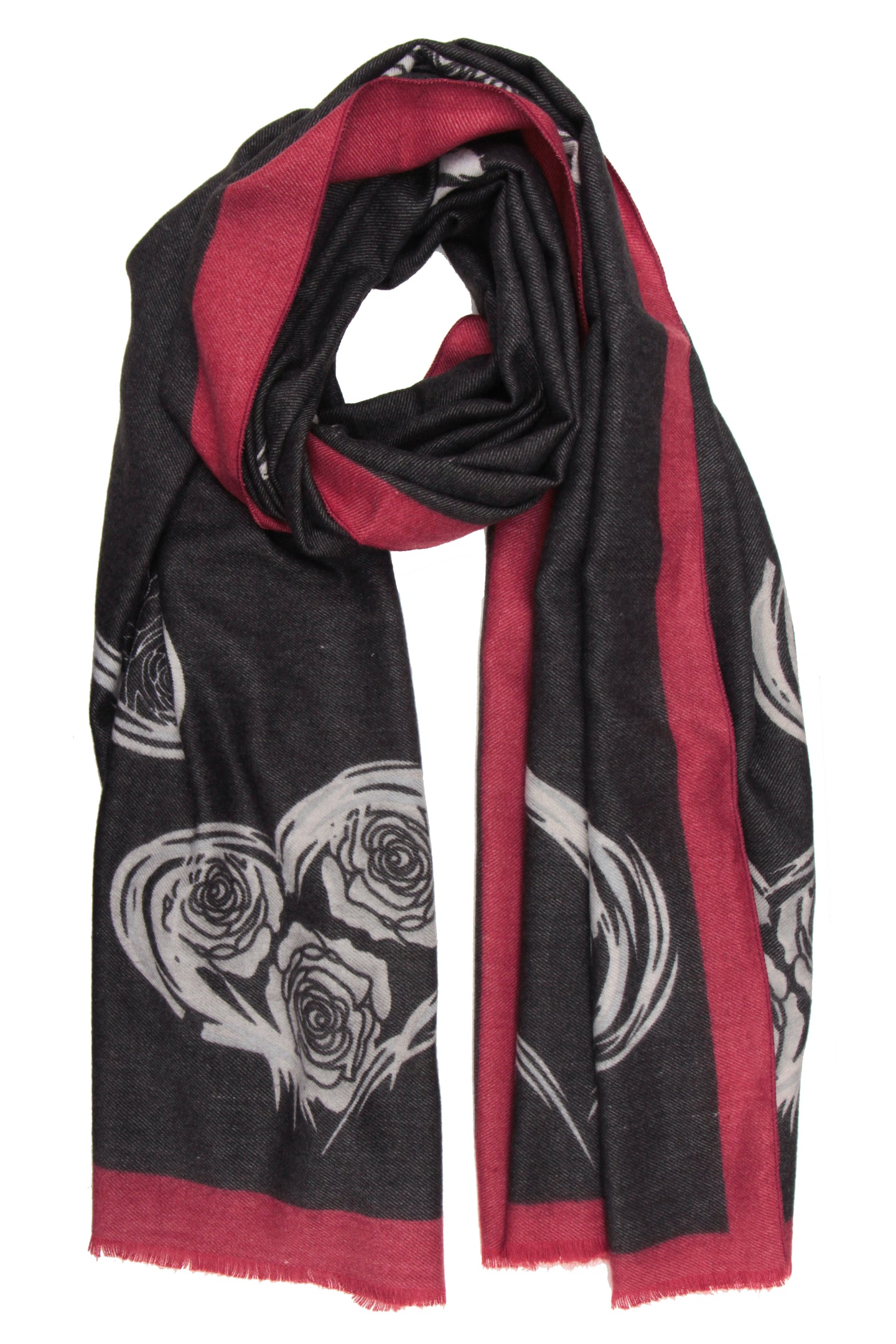 Heart Rose Print Cashmere Scarf