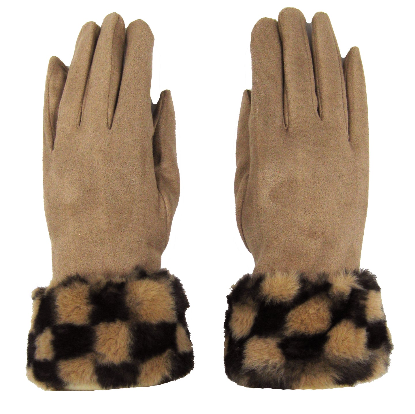 Checkerboard Suede Gloves