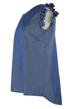 Load image into Gallery viewer, Sleeveless Denim Frill Top
