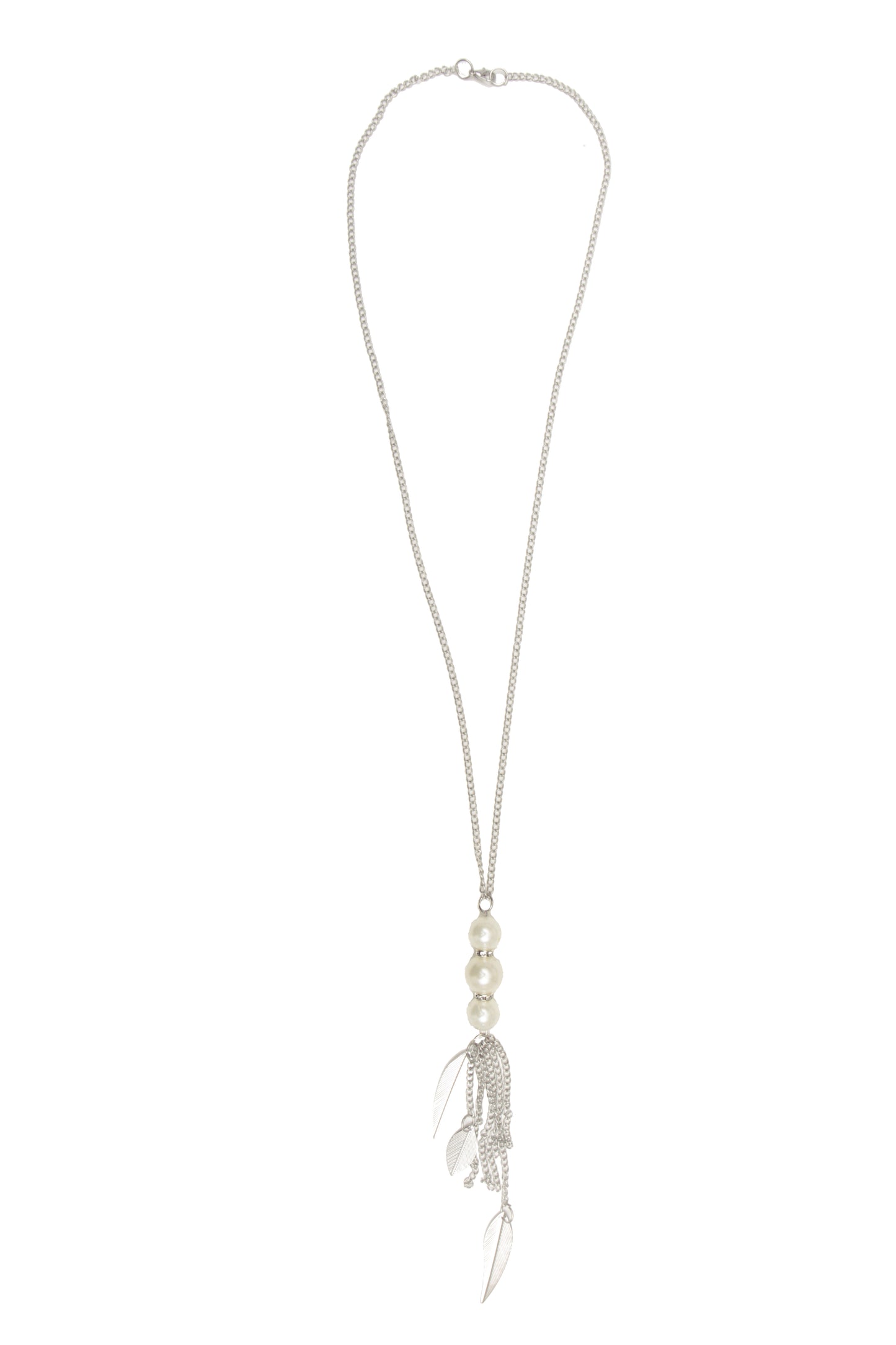 Tassel Leaves 3 Pearls Necklace