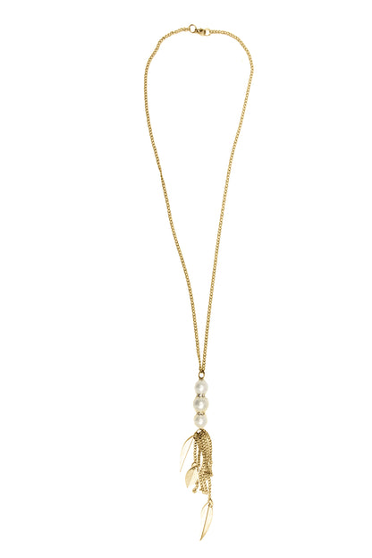 Tassel Leaves 3 Pearls Necklace