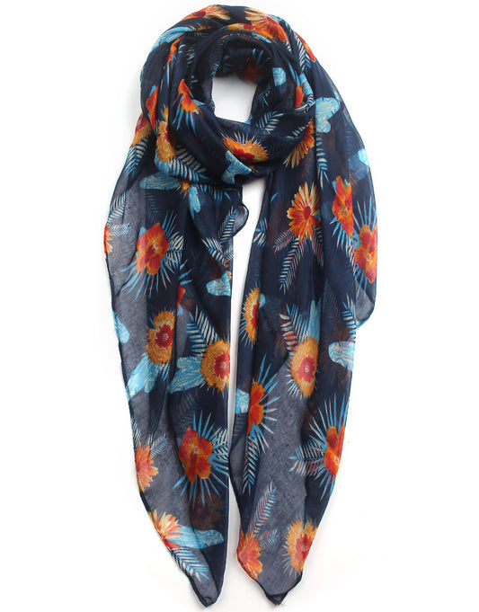 Exotic Floral Print Scarf