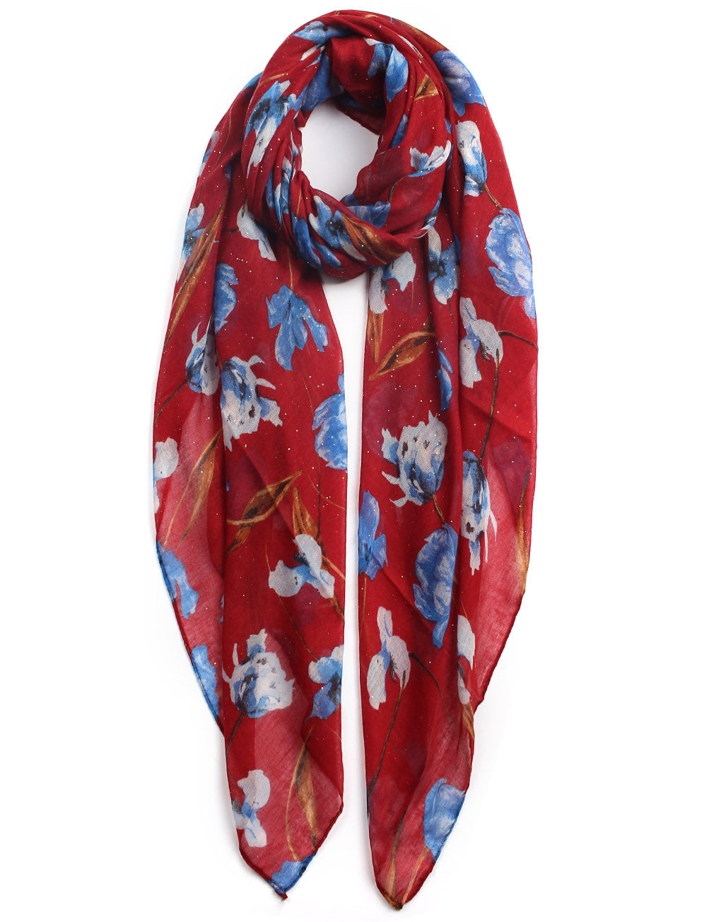 Floral Print Silver Specks Scarf