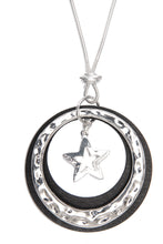Load image into Gallery viewer, Dangling Hammered Star Wooden Necklace
