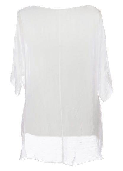 Frayed Hem Silk Top