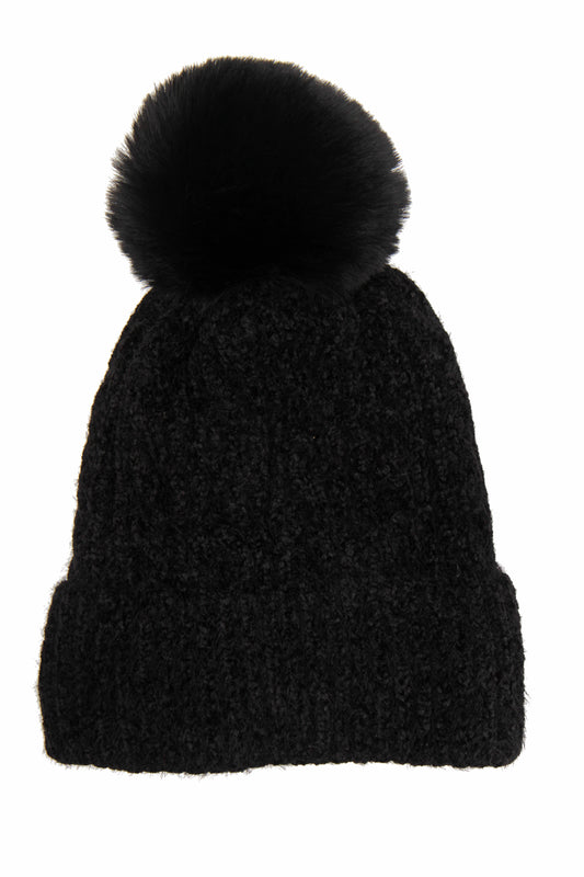Fleece Lined Cable Knit Hat
