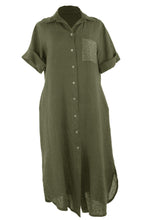 Load image into Gallery viewer, Sequin Pocket Linen Shirt Dress
