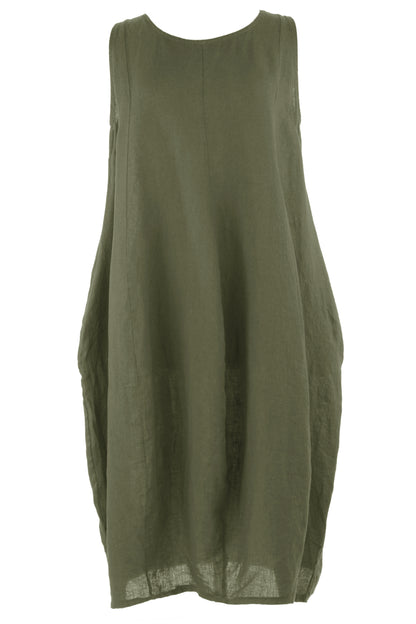 Sleeveless 2 Pocket Linen Dress