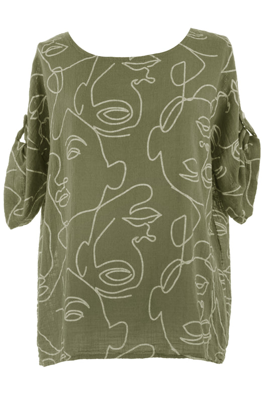 Abstract Face Print Top
