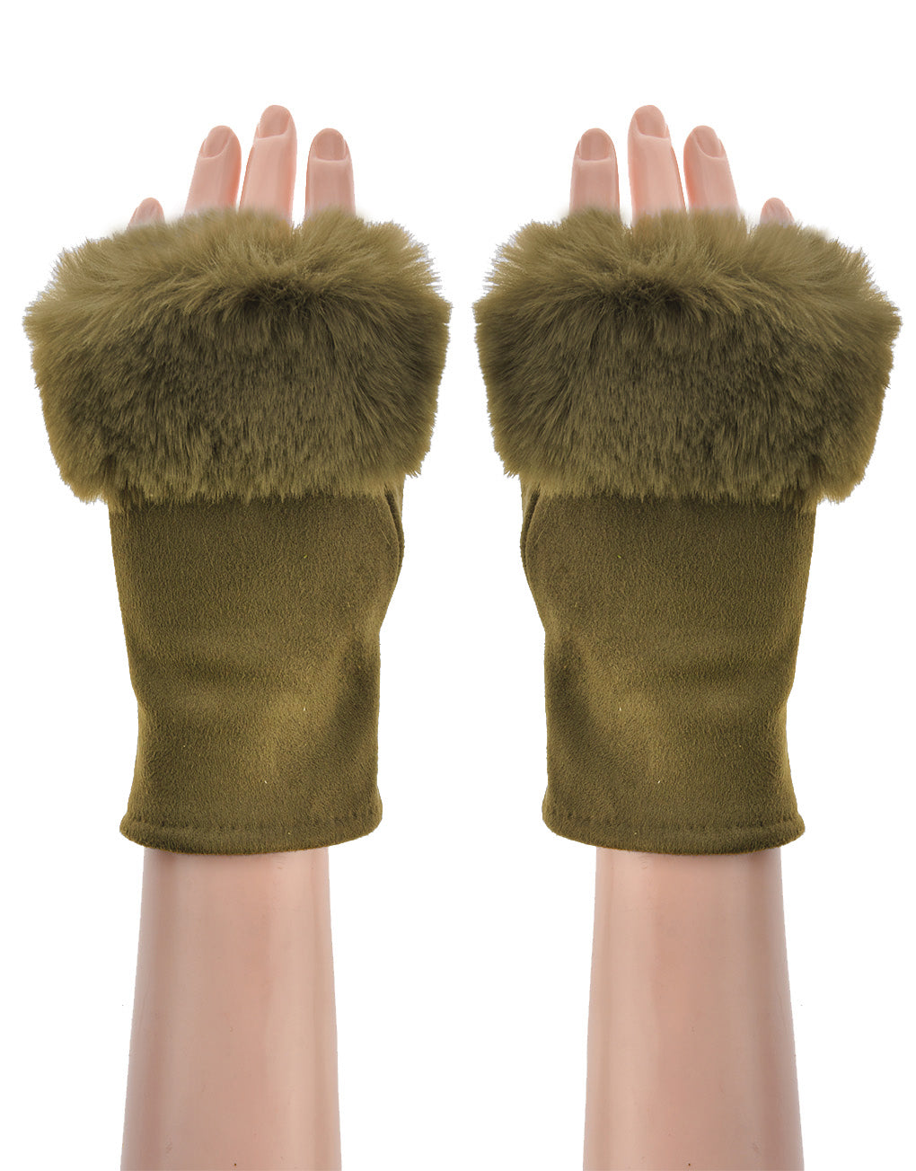 Fur lined fingerless gloves discount
