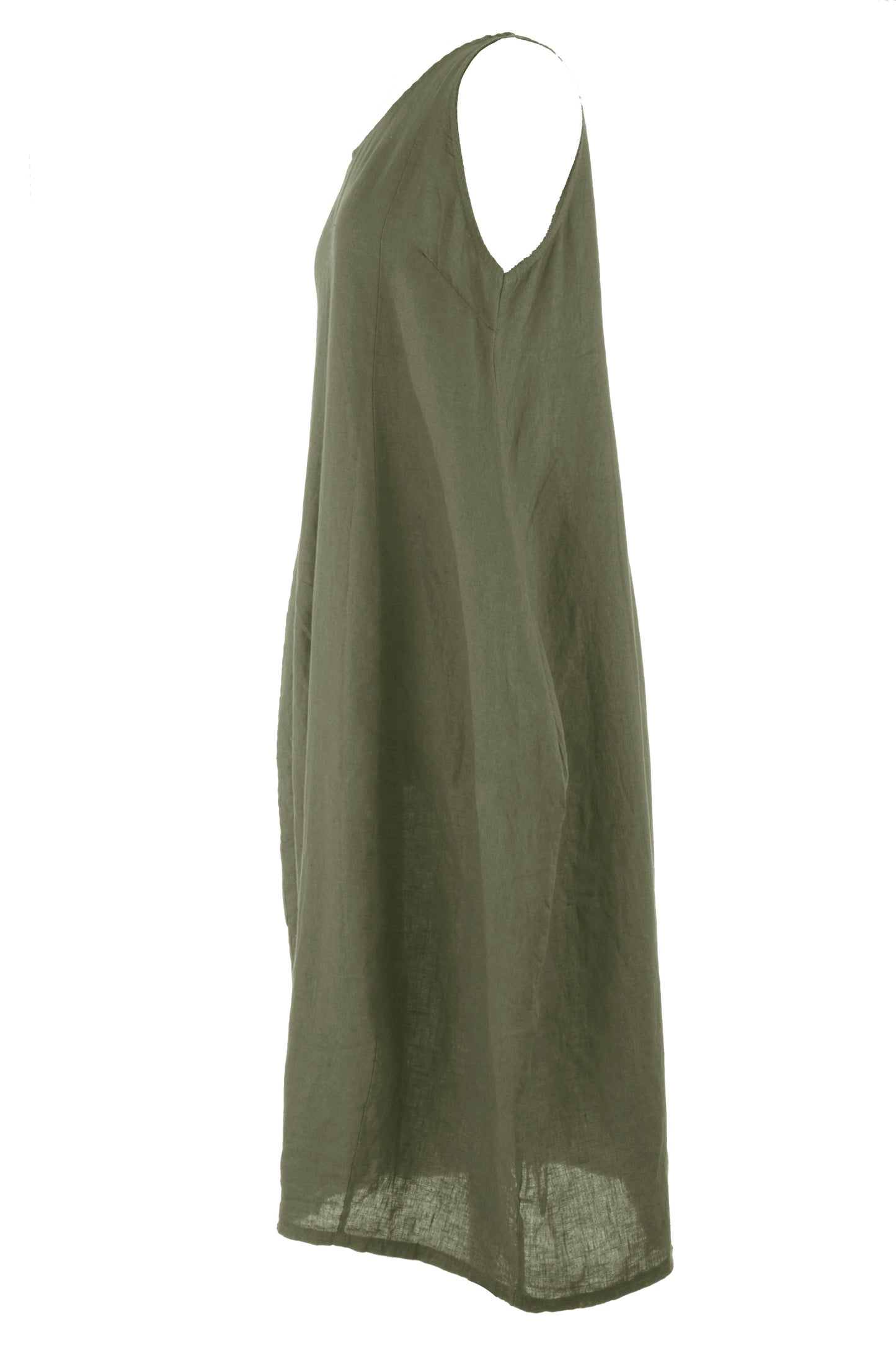 Sleeveless 2 Pocket Linen Dress