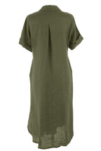 Load image into Gallery viewer, Sequin Pocket Linen Shirt Dress
