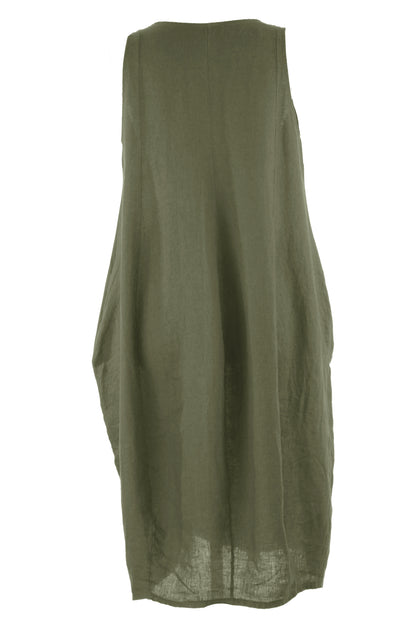 Sleeveless 2 Pocket Linen Dress