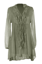 Load image into Gallery viewer, Frill Neck Silk Tassel Tunic
