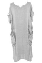 Load image into Gallery viewer, 2 Ruched Pocket Linen Dress
