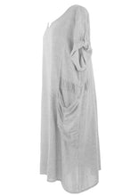 Load image into Gallery viewer, 2 Ruched Pocket Linen Dress
