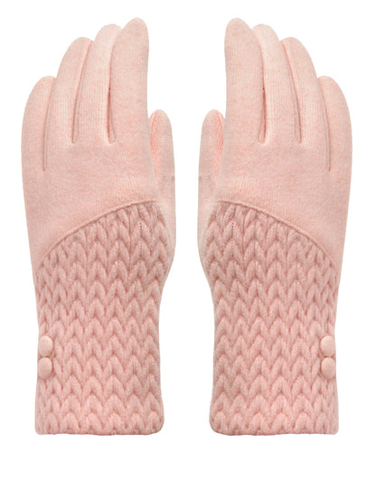 Button Cashmere Knit Gloves