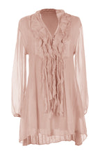 Load image into Gallery viewer, Frill Neck Silk Tassel Tunic
