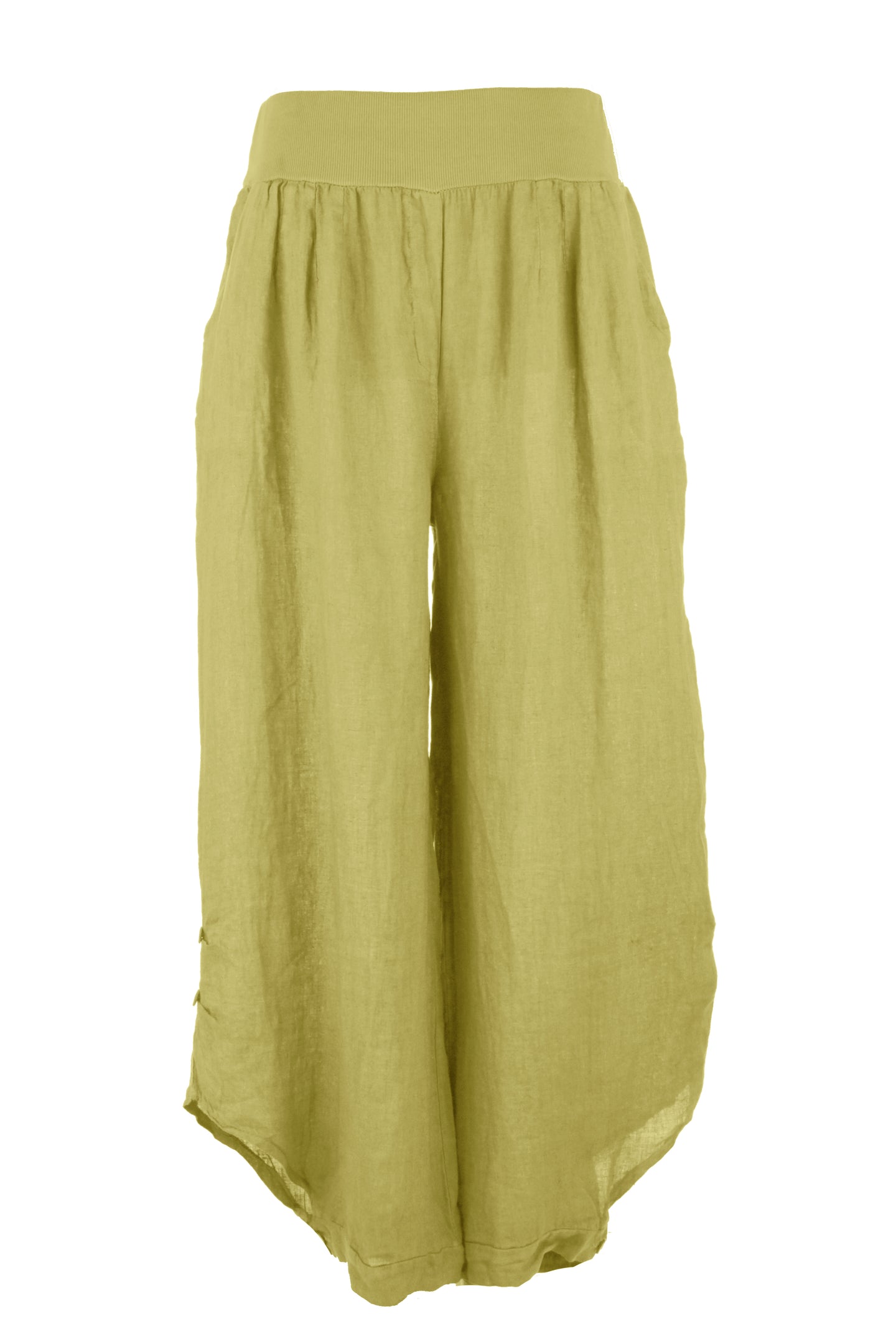 Button Detail Linen Trouser Plus Size