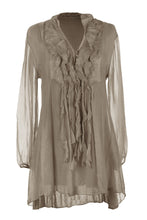 Load image into Gallery viewer, Frill Neck Silk Tassel Tunic
