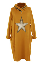 Load image into Gallery viewer, Cowl Zip Neck Star Dress
