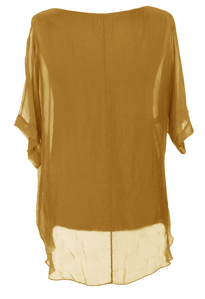 Frayed Hem Silk Top