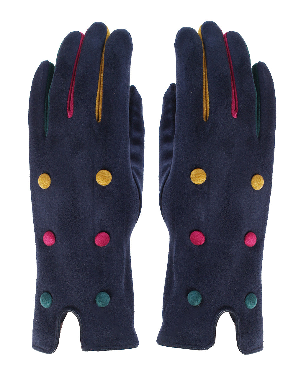 Button Detail Suede Gloves