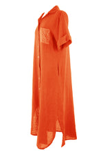 Load image into Gallery viewer, Sequin Pocket Linen Shirt Dress
