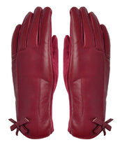 Load image into Gallery viewer, Bow Faux Leather Gloves
