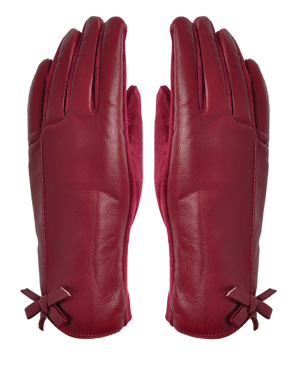 Bow Faux Leather Gloves