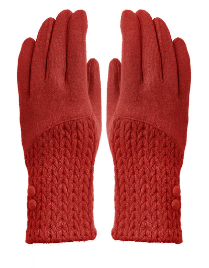 Button Cashmere Knit Gloves